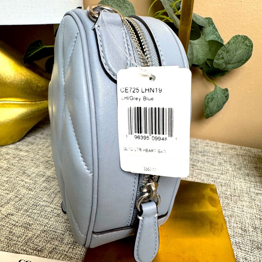 Coach Heart Leather Crossbody Bag ,Grey Blue Women's Bag